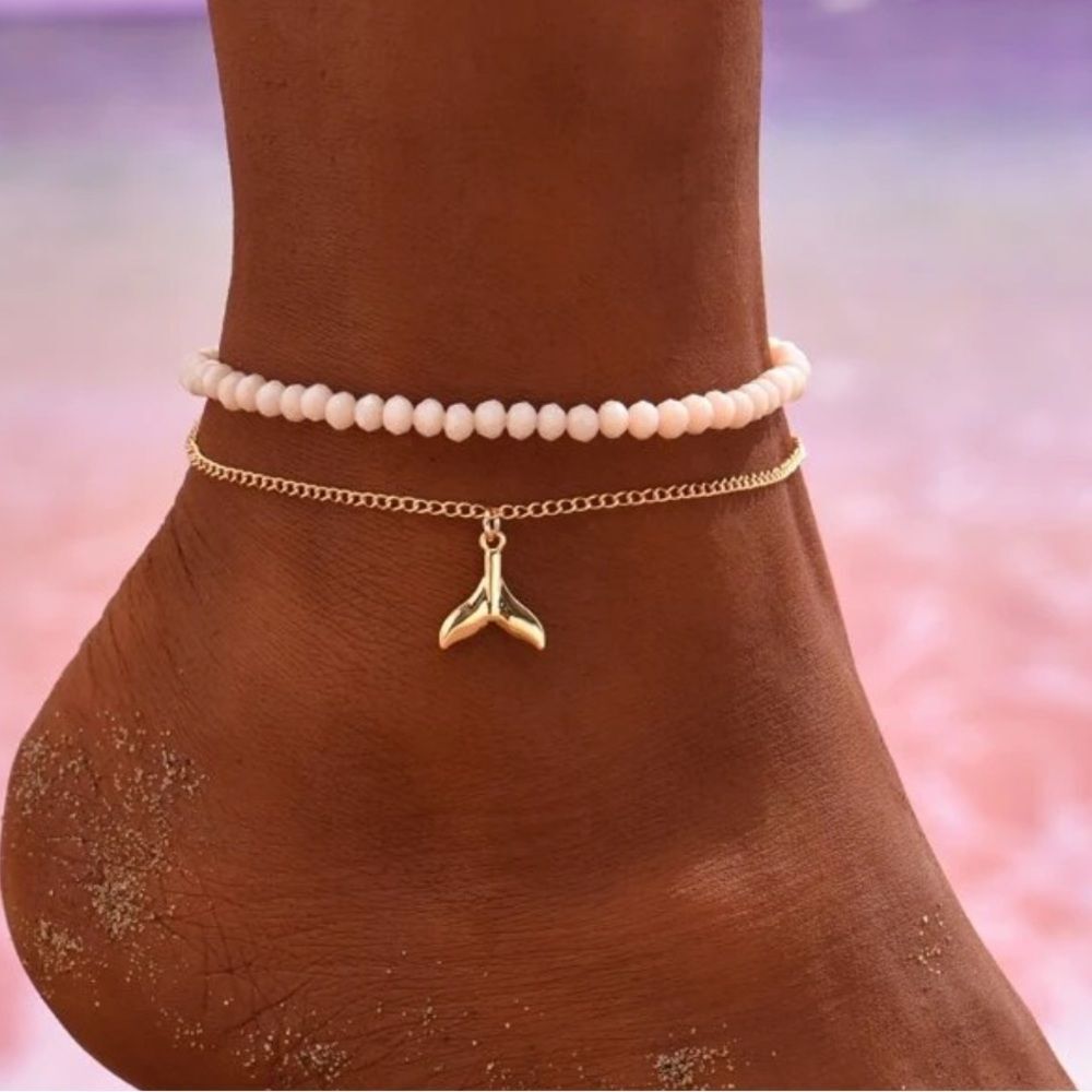 Gold and Cream anklet Duo M583